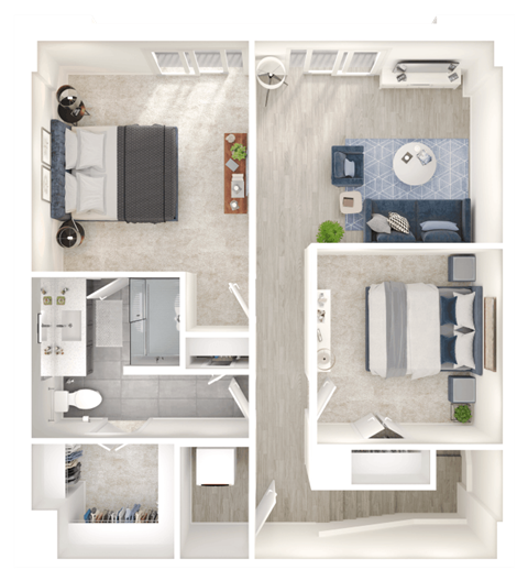 Floor plan for 2 beds, 2 baths, 1670 sqft